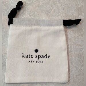 Kate Spade Jewelry Pouch in White Cotton with Black Drawstring NWOT